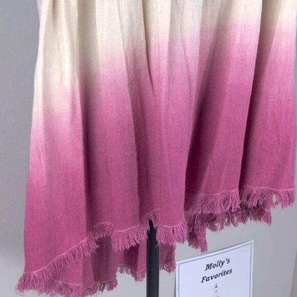 Umgee Linen Sleeveless Top Pink/Cream Ombre V-Neck Blouse Babydoll Peasant M - Picture 7 of 11